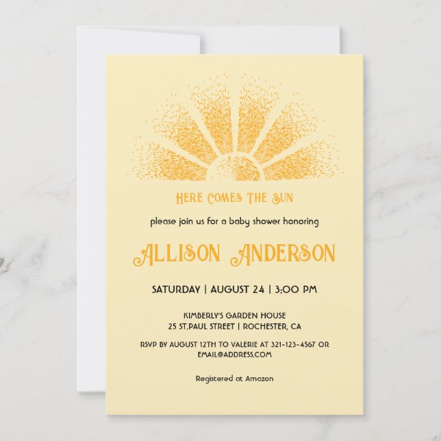 Invitation Voici le Baby shower solaire (Devant)