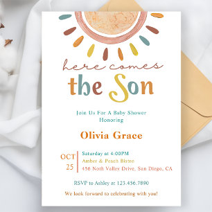 Invitation Voici Le Baby shower Soleil