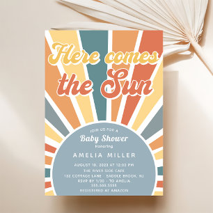 Invitation Voici Le Baby shower Soleil Arc En Ciel
