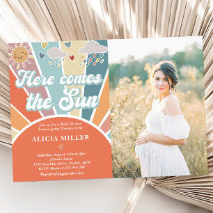 Invitation Voici Le Baby shower Soleil Muted Rainbow