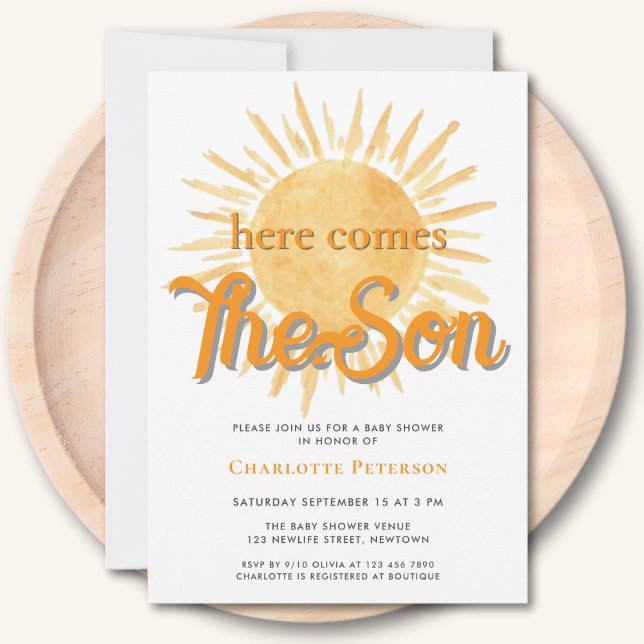 Invitation Voici Le Baby shower Soleil Son (Créateur téléchargé)