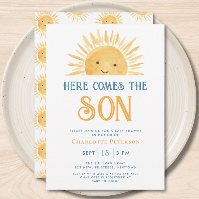 Invitation Voici le Baby shower Son Jaune soleil (Créateur téléchargé)