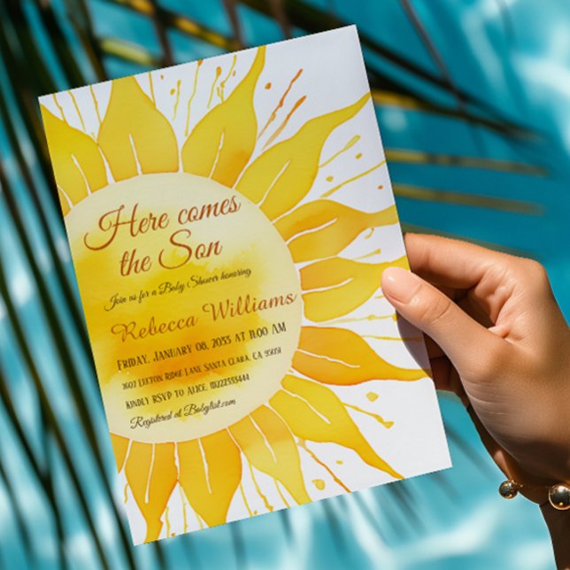 Invitation Voici le Baby shower Son Jaune soleil (Créateur téléchargé)