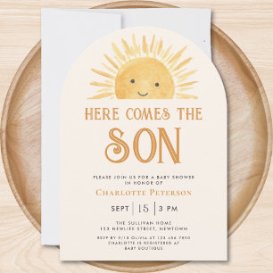 Invitation Voici le Baby shower Son Jaune soleil