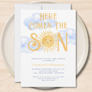 Invitation Voici Le Baby shower Son Soleil Nuages