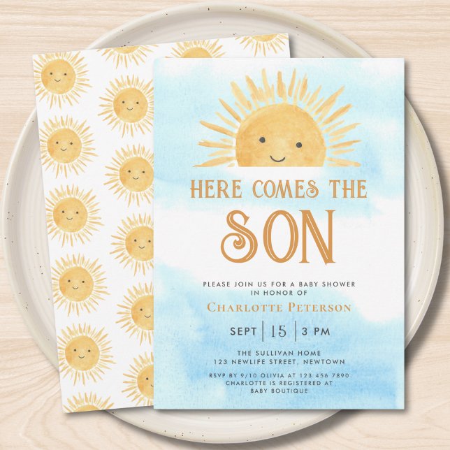 Invitation Voici le Baby shower Son Sunshine Sky (Créateur téléchargé)