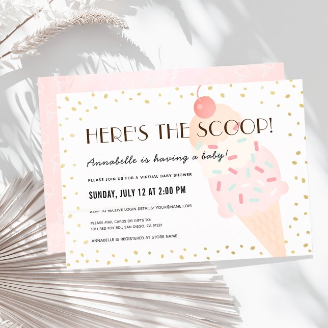 Invitation Voici le Baby shower virtuel Scoop Ice Cream (Créateur téléchargé)