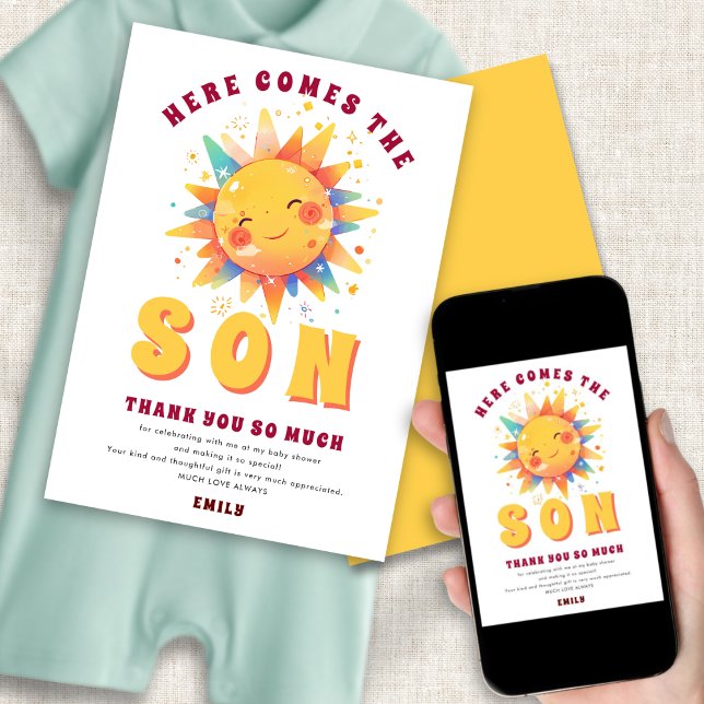 Invitation Voici Le Fils Baby shower Merci (Créateur téléchargé)