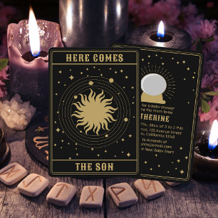 Invitation Voici Le Fils   Baby shower Sun Tarot