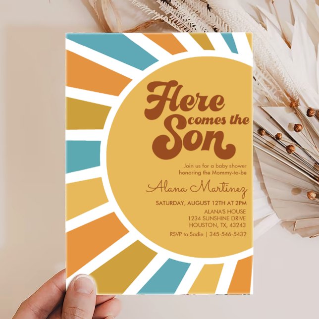 Invitation Voici Le Fils | Baby shower Sunshine Boho (Créateur téléchargé)
