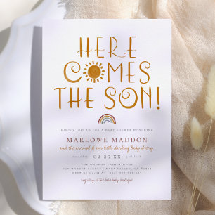 Invitation Voici Le Fils Boho Rainbow Boy Baby shower