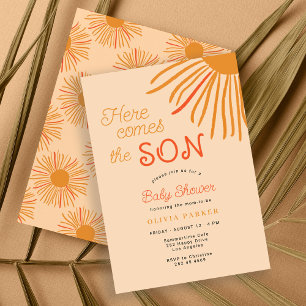 Invitation Voici le fils retro boho baby shower de garçon de 