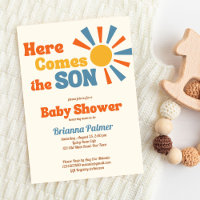 Voici le fils super baby shower rétro
