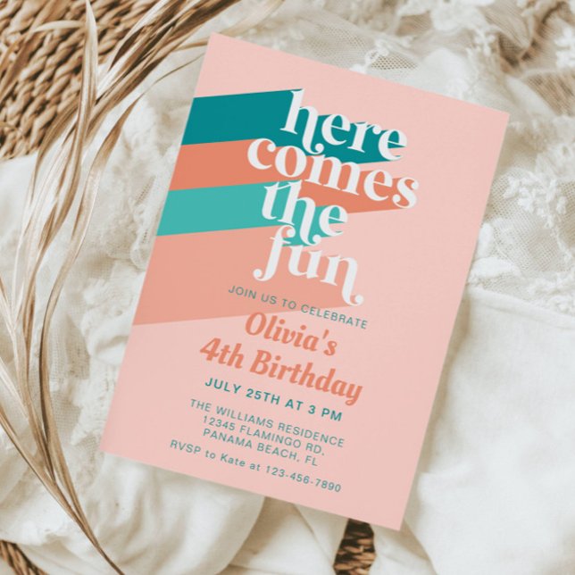 Invitation Voici le Fun Retro Boho fête d'anniversaire (Créateur téléchargé)