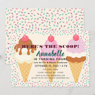 Invitation Voici le Scoop Ice Cream Anniversaire de enfant Pa