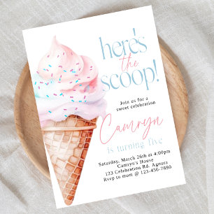 Invitation Voici le scoop, Ice Cream Party, Sweet