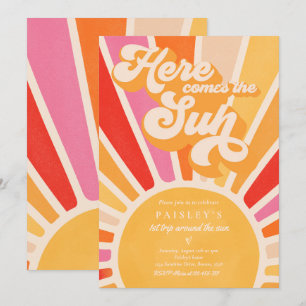 Invitation Voici Le Soleil 1er Anniversaire Sunshine Rainbow