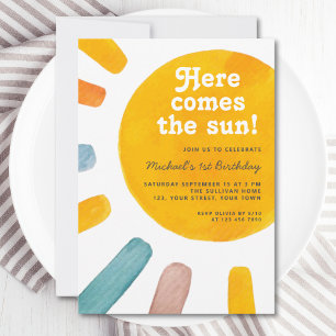 Invitation Voici le soleil de Boho premier anniversaire