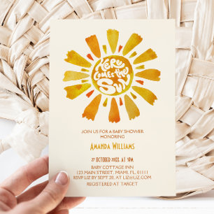 Invitation Voici le Soleil Lavis pour Baby Shower