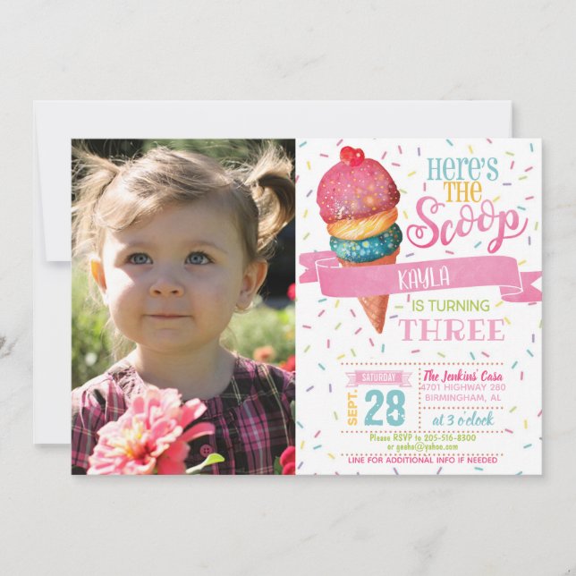 Invitation Voici l'invitation d'anniversaire Scoop avec photo (Devant)
