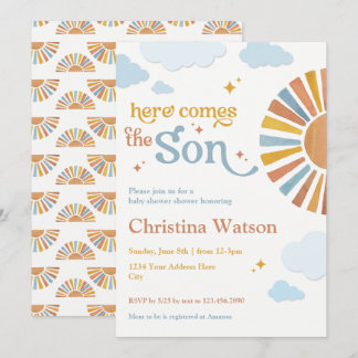 Invitation Voici l'invitation du fils - Baby shower