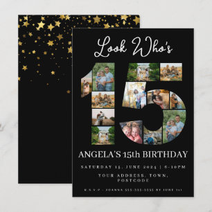 Invitation voici qui a 15 ans Collage photo anniversaire adol