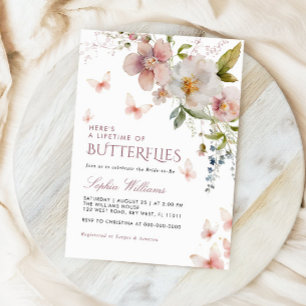 Invitation Voici une vie de Fête des mariées de papillons