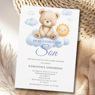 Invitation Voici venir le fils Baby Shower