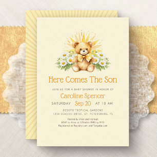 Invitation Voici venir le fils Fête bébé Sunshine Boy