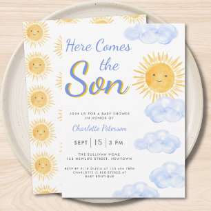 Invitation Voici venir le fils Fête prénatale Garçon 