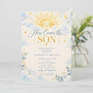 Invitation Voici venir le fils Garçon Baby Shower