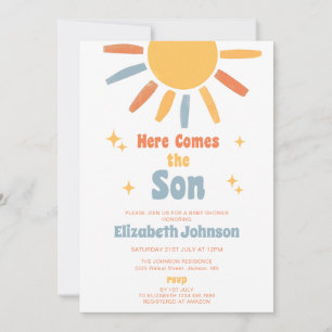 Invitation Voici venir le fils Garçon Baby Shower