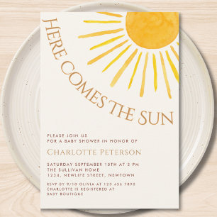 Invitation Voici venir le soleil Baby Shower Bohème
