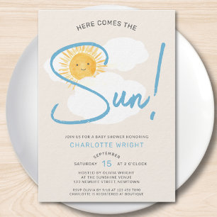 Invitation Voici venir le soleil Baby Shower garçon
