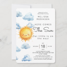 Invitation Voici vient le soleil Aquarelle Bébé Garçon Douche