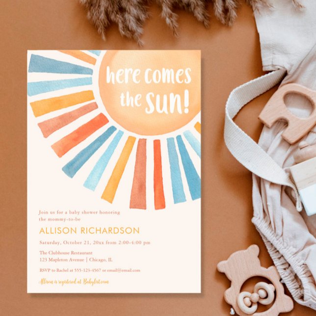 Invitation Voici vient le soleil garçon boho baby shower sole (Créateur téléchargé)