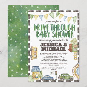 Invitation Voie d'aquarelle à travers le Baby shower