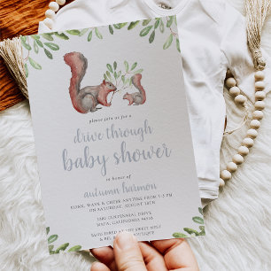 Invitation Voie d'écureuil rouge Woodland à travers le Baby s