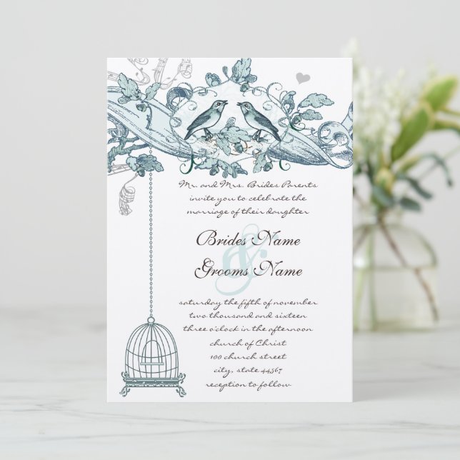 Invitation Voie verte Turquoise tendance Mariage de défilemen (Debout devant)