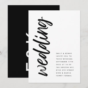 Invitation Voies latérales Noir Moderne Simple Mariage