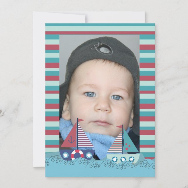 Invitation Voile Away Sailing Boys Anniversaire Photo Invitat (Devant)