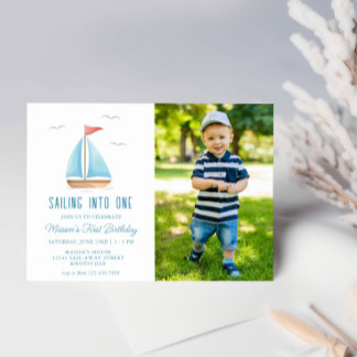 Invitation Voile dans une photo d'anniversaire nautique
