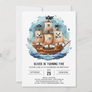 Invitation Voiles Custom Joyeux Pirate Anniversaire