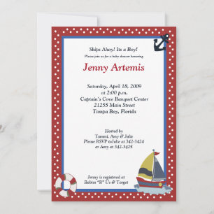 Invitation Voilier Bateau l Baby shower 5x7