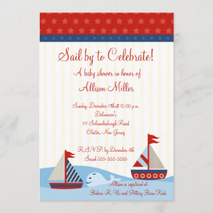 Invitation Voilier nautique pour célébrer le Baby shower Garç