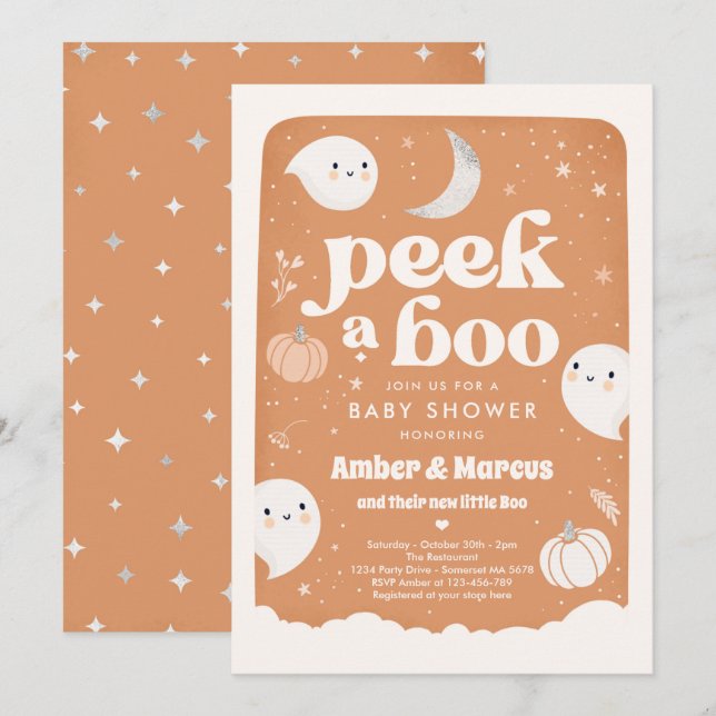 Invitation Voir Un Boo Genre Neutre Baby shower Fantôme Invit (Devant / Derrière)