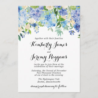 Invitation Voiture à fleurs Blue Green Hydrangea