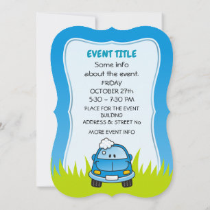 Invitation Voiture bleue avec bulles