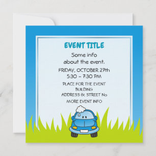 Invitation Voiture bleue avec bulles