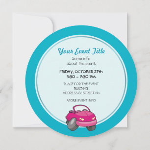 Invitation Voiture Carton Rose